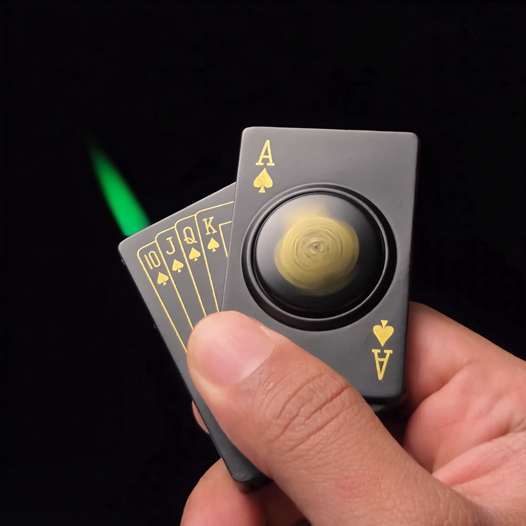🃏AceSpin – Poker Card Fidget Spinner Lighter, Ace of Spades Design
