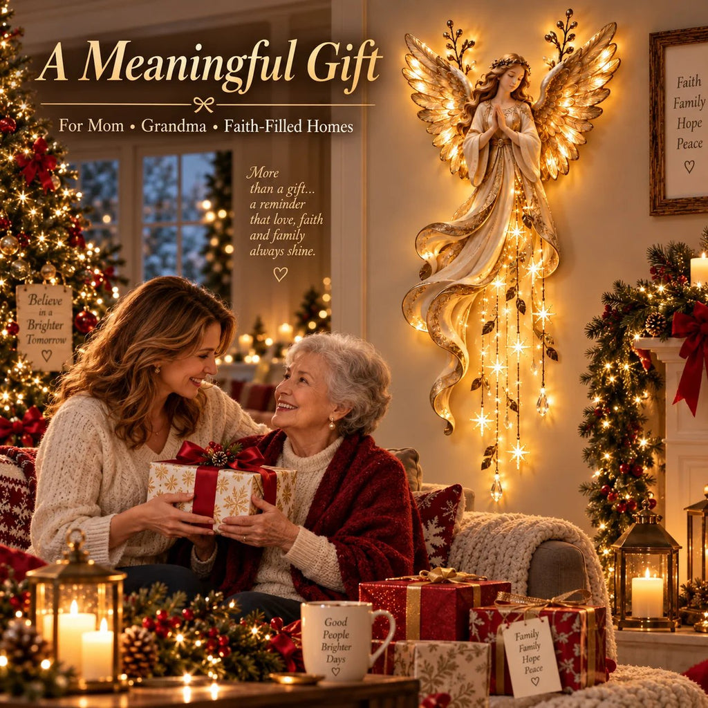 HaloCascade – ✨✨Guardian Angel Starfall Lighted Faith & Blessing Christmas Wall Decor✨