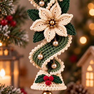 PoinsettiaTwirl – ✨✨ Handmade Spiral Poinsettia Christmas Bell Decoration for Door & Tree