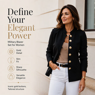 👔RegalBlaze – Women's Elegant Slim Fit Blazer with Gold Buttons