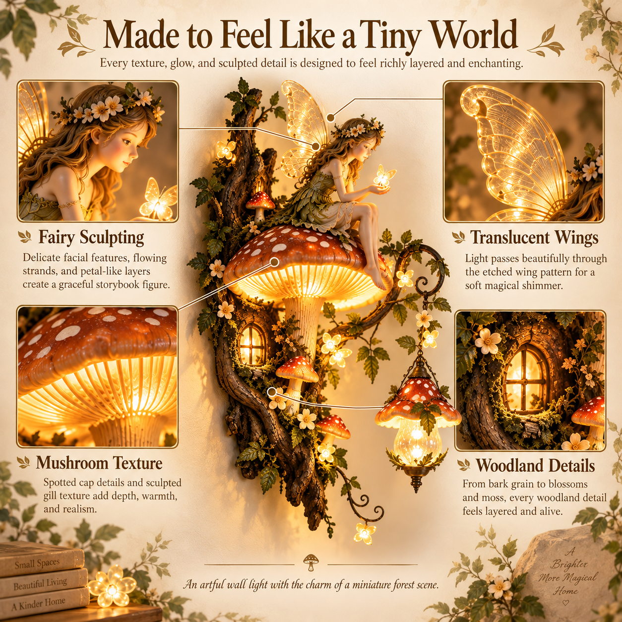 FaeGlow – ⏰🧚✨ Enchanted Mushroom Fairy Wall Light 🍄🌿