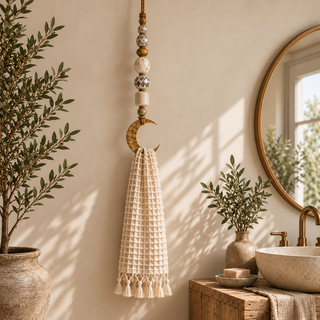 BeadNook – Boho Beaded Rope Towel Hanger for Bathroom & Kitchen