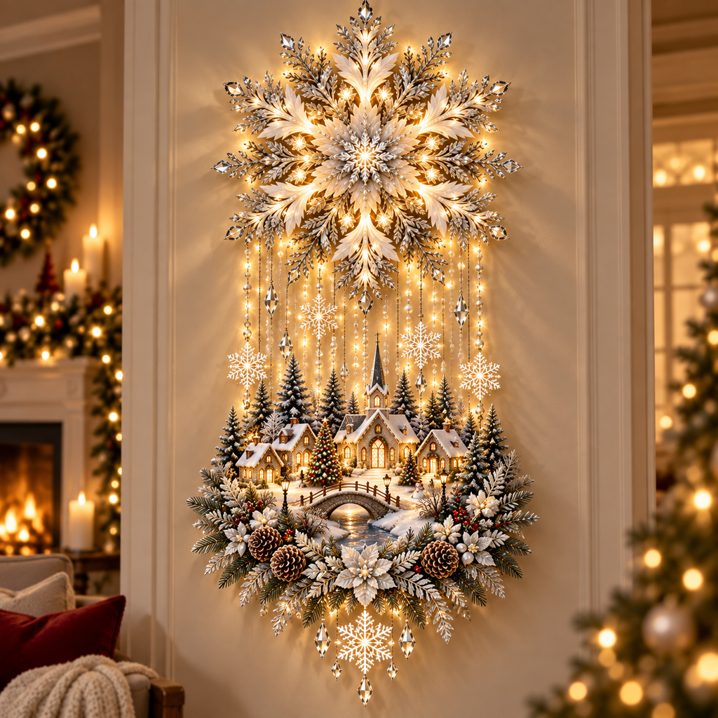 SnowCascade – 🎄Christmas Magic Glow Wall Light, ⭐Light Up Your Holiday Wonderland