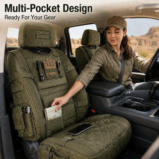 🎖️ TactiSeat – Military-Style Universal Car Seat Covers with Thick Padding & MOLLE Pockets