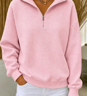 CozyWaffle – 🔥 Women's Waffle Knit Quarter-Zip Sweatshirt