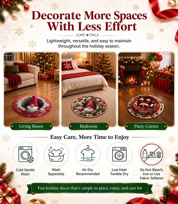 🎄 Christmas Gnome Optical Illusion Round Rug | Fun Festive Home Decor Must‑Have⭐🏠🎁