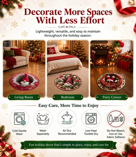 🎄 Christmas Gnome Optical Illusion Round Rug | Fun Festive Home Decor Must‑Have⭐🏠🎁