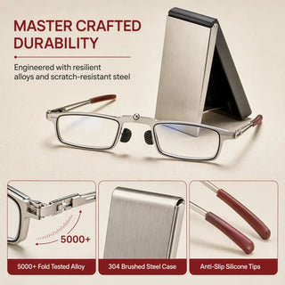 PocketSight – Foldable Blue-Light Reading Glasses with Magnetic Phone Case & Stand