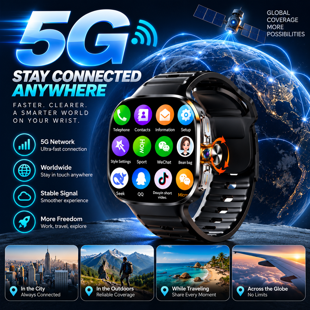 SwivelCam – AI 5G LTE Smartwatch Phone with Rotating Camera, GPS, Wi-Fi & SIM Card Slot