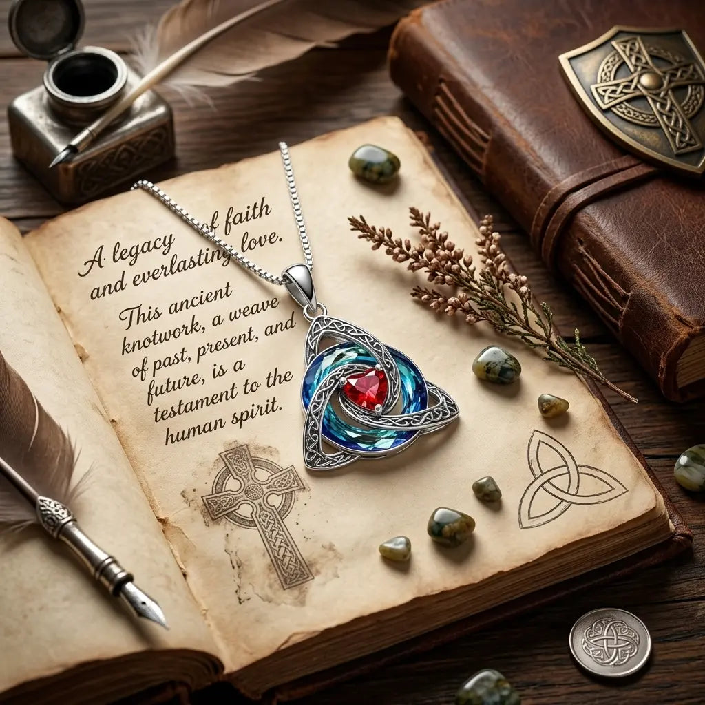 TrinityHeart – Celtic Birthstone Trinity Knot Necklace, a Symbol of Faith, Love & Forever