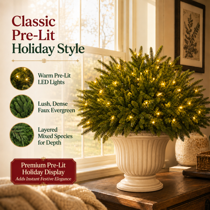 GlowPine – Pre-Lit Christmas Evergreen Pine Picks, Set of 5