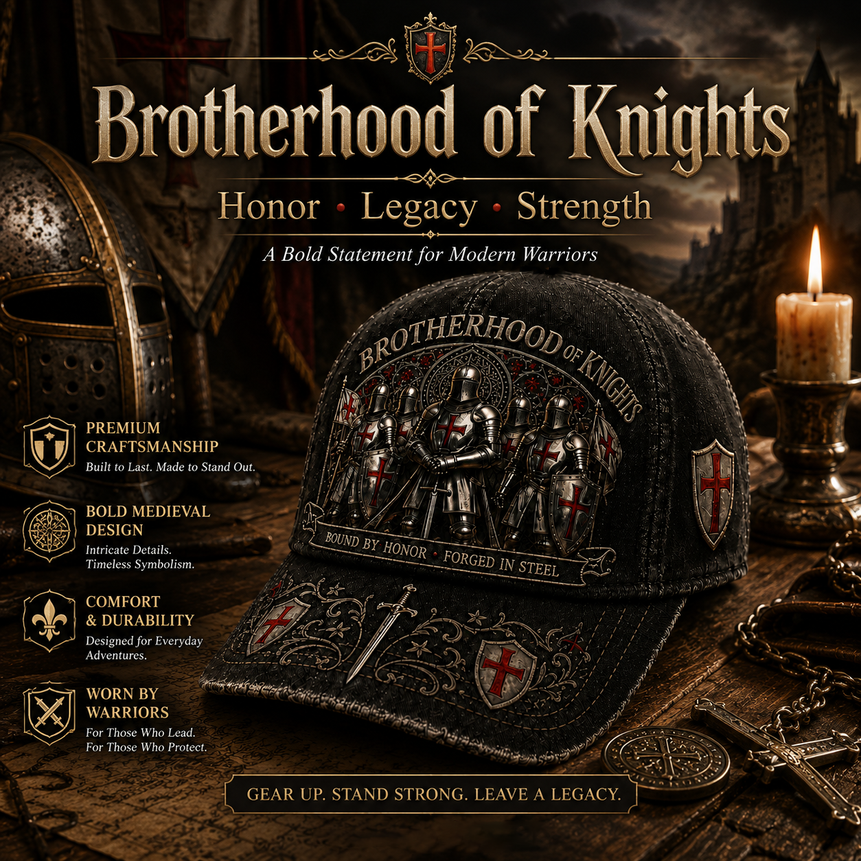 ⚔️ HonorBound – Knights Templar Cap