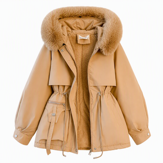 🧥 FrostHaven – Women's Fleece-Lined Winter Parka with Faux Fur Hood