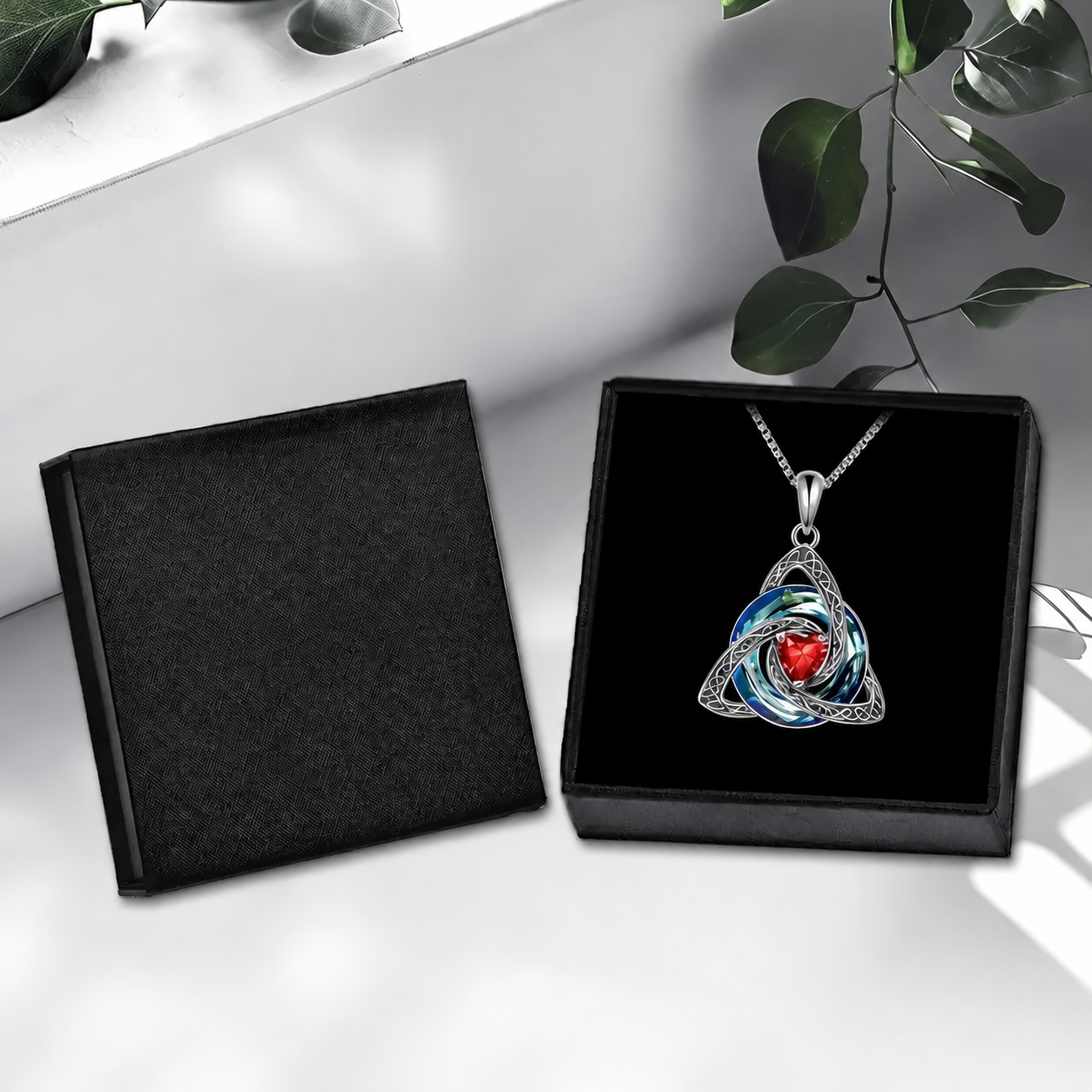 TrinityHeart – Celtic Birthstone Trinity Knot Necklace, a Symbol of Faith, Love & Forever