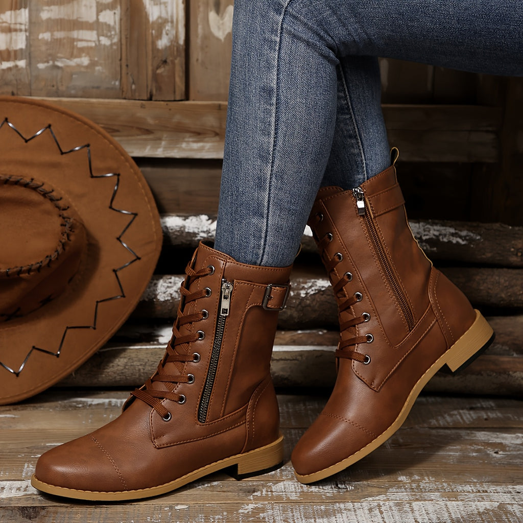 🔥Last Day Promotion 50% OFF - Women's Elegant Zipper Mid-Calf Leather Boots