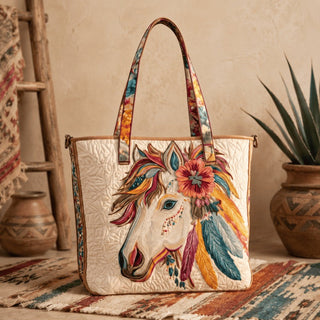 QuiltSpirit – Handmade Quilted Tote Bag with Native American–Inspired Designs