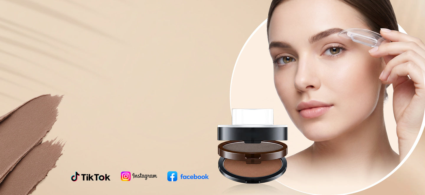 BrowPress – Instant Adjustable Eyebrow Stamp with Two-Color Brow Powder, Waterproof & Smudge-Proof