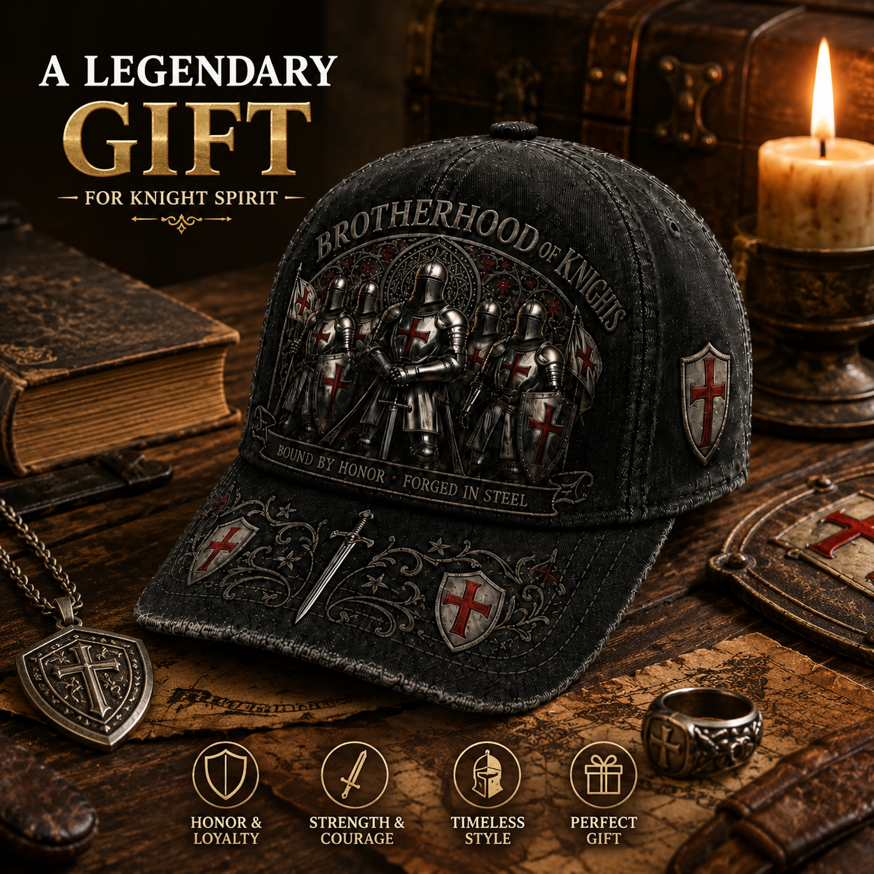 ⚔️ HonorBound – Knights Templar Cap