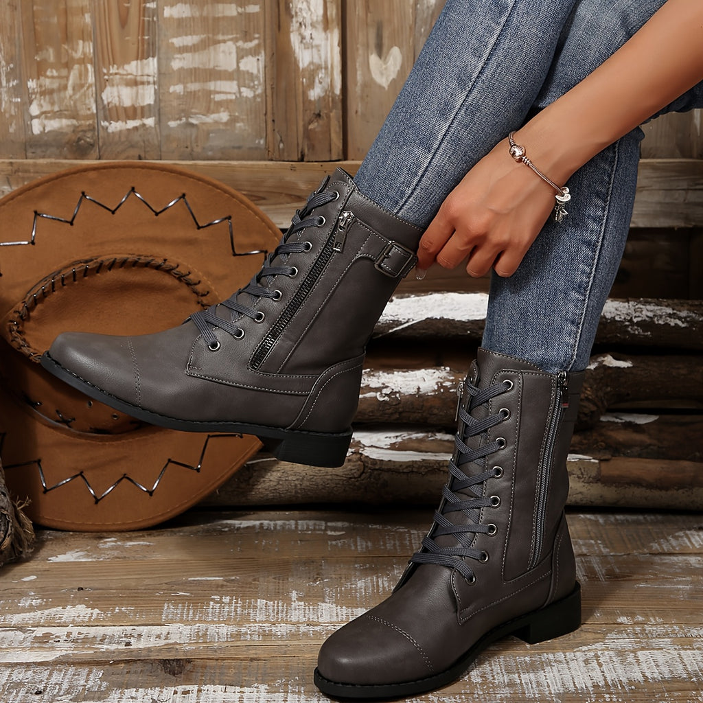 ZipRider – 🔥 Women's Zipper Leather Riding Boots with Wide Fit & Cushioned Sole