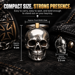🔑SkullForge – 3D Steel Skull Keychain, Gothic Biker EDC Key Ring
