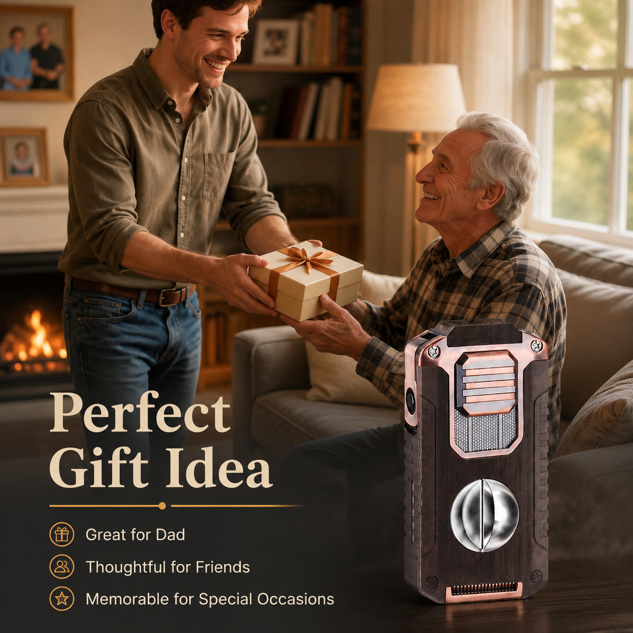 TriFlame – Vintage-Inspired Refillable Triple Torch Lighter with Built-In Tools