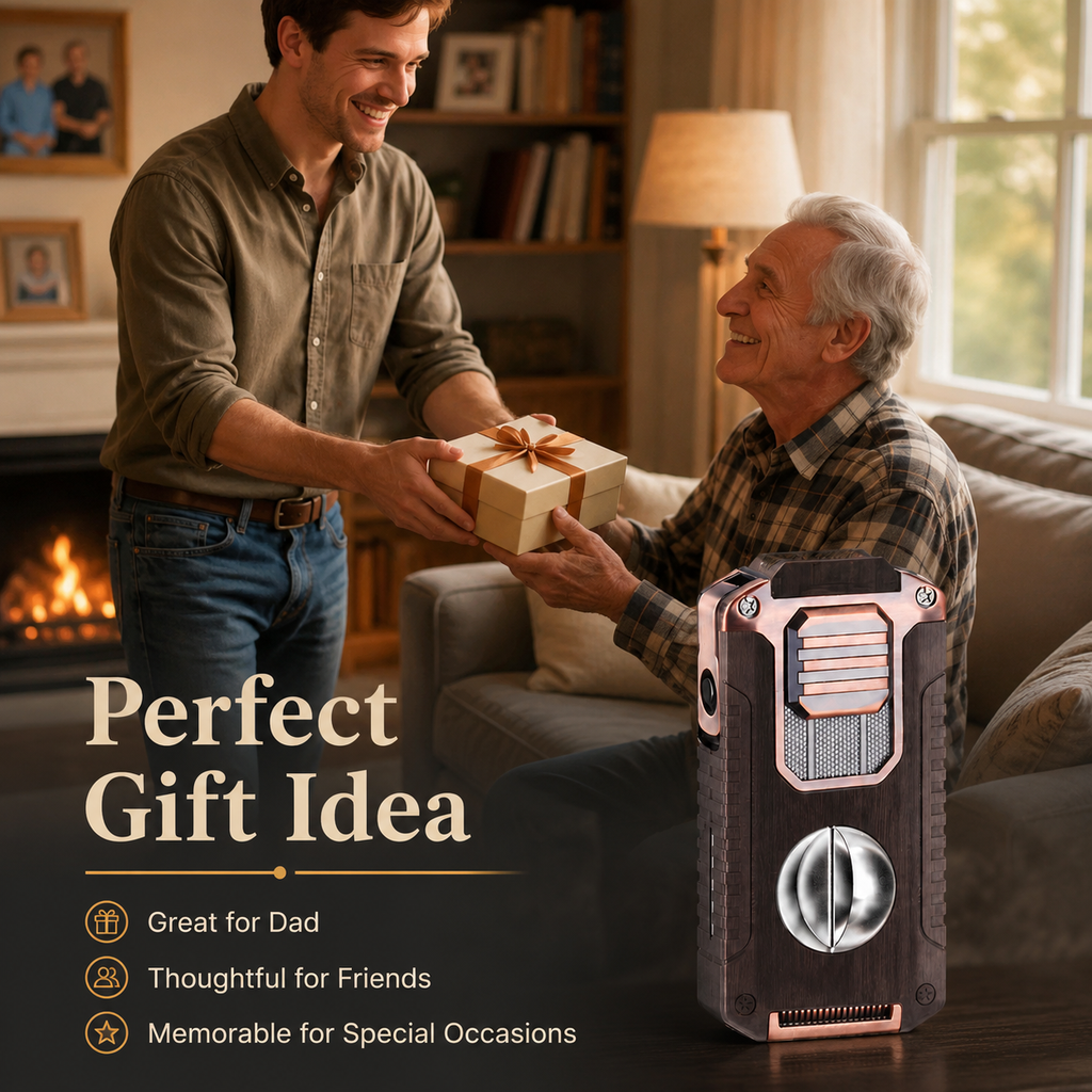 TriFlame – Vintage-Inspired Refillable Triple Torch Lighter with Built-In Tools