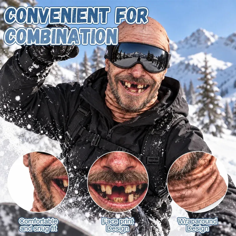 Wear with ski goggles and helmet