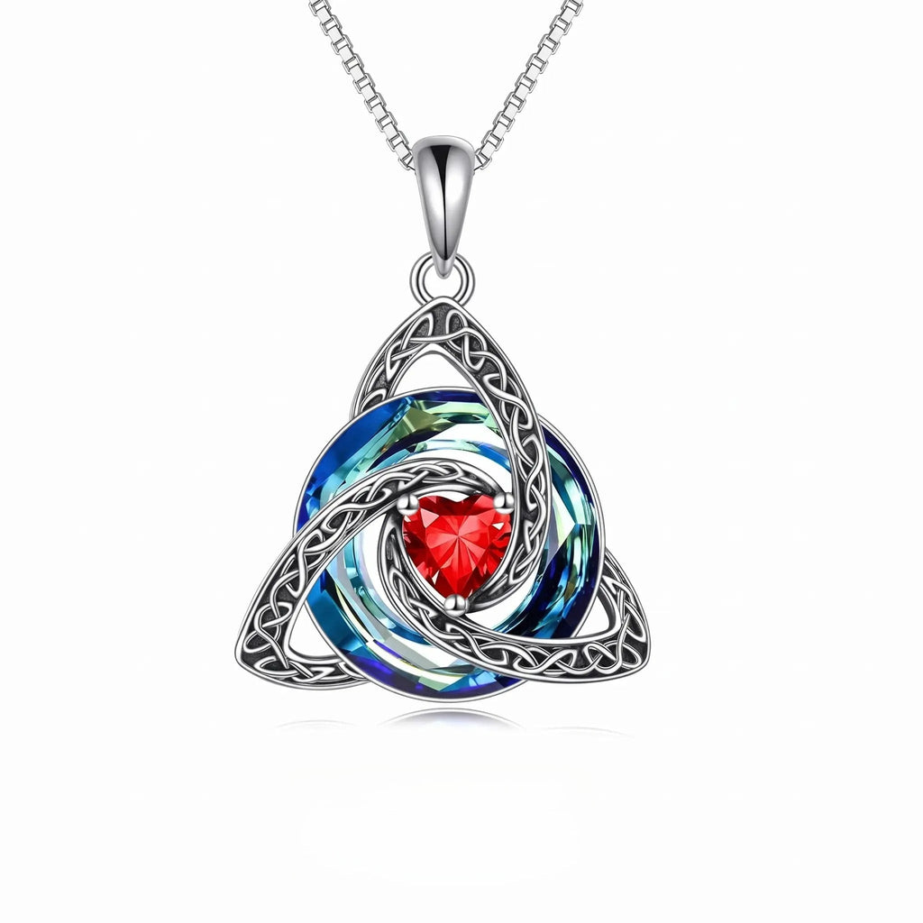 TrinityHeart – Celtic Birthstone Trinity Knot Necklace, a Symbol of Faith, Love & Forever