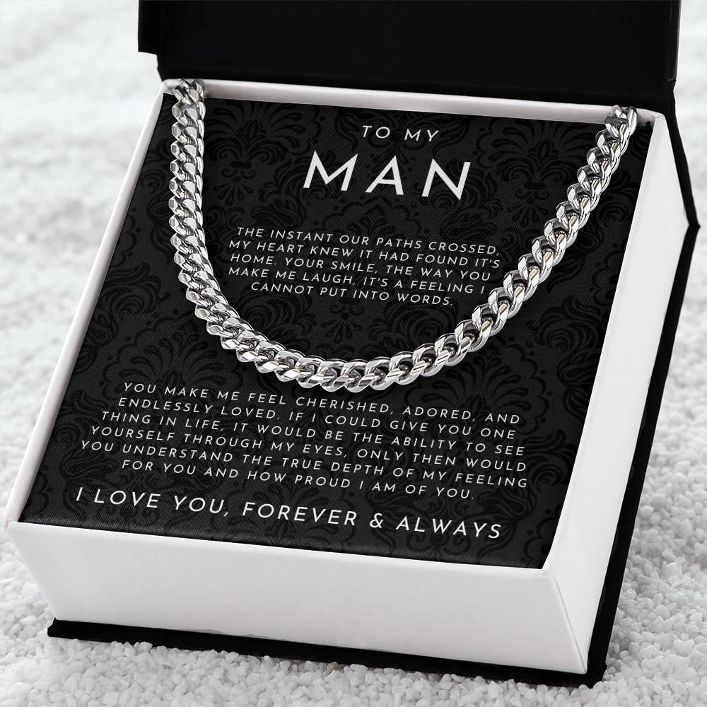 ForeverLink – To My Man Cuban Chain Necklace with Message Card