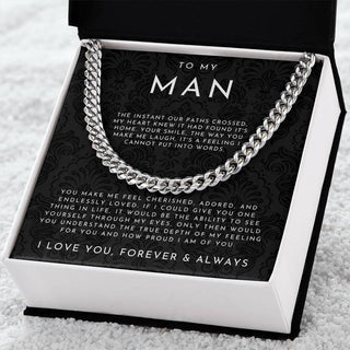 ForeverLink – To My Man Cuban Chain Necklace with Message Card