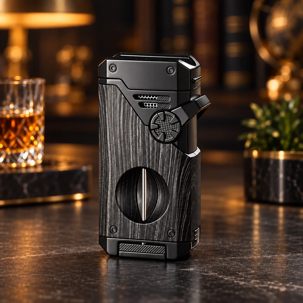TriFlame – Vintage-Inspired Refillable Triple Torch Lighter with Built-In Tools