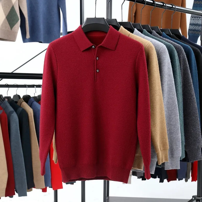 🎁KnitCrest – Men's Autumn & Winter Business Knitted Polo Sweater