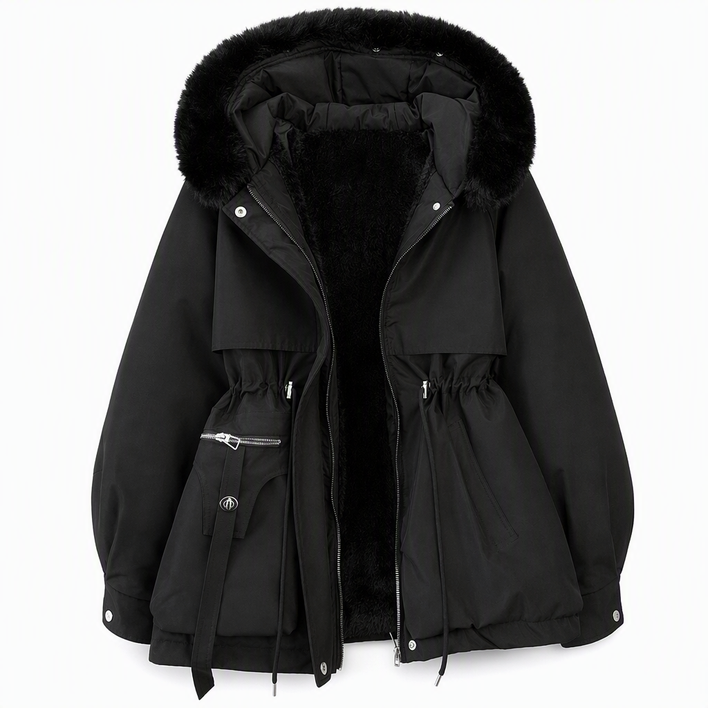 🧥 FrostHaven – Women's Fleece-Lined Winter Parka with Faux Fur Hood