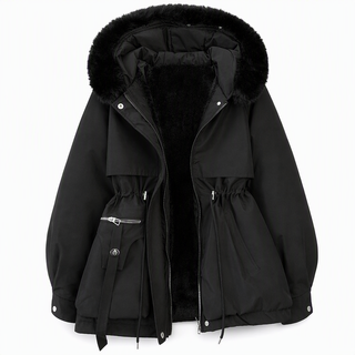 🧥 FrostHaven – Women's Fleece-Lined Winter Parka with Faux Fur Hood