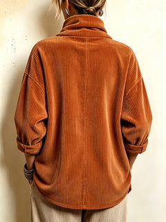 CordaWrap – 🤲⏰ Cozy Asymmetric Button-Accented Corduroy Top