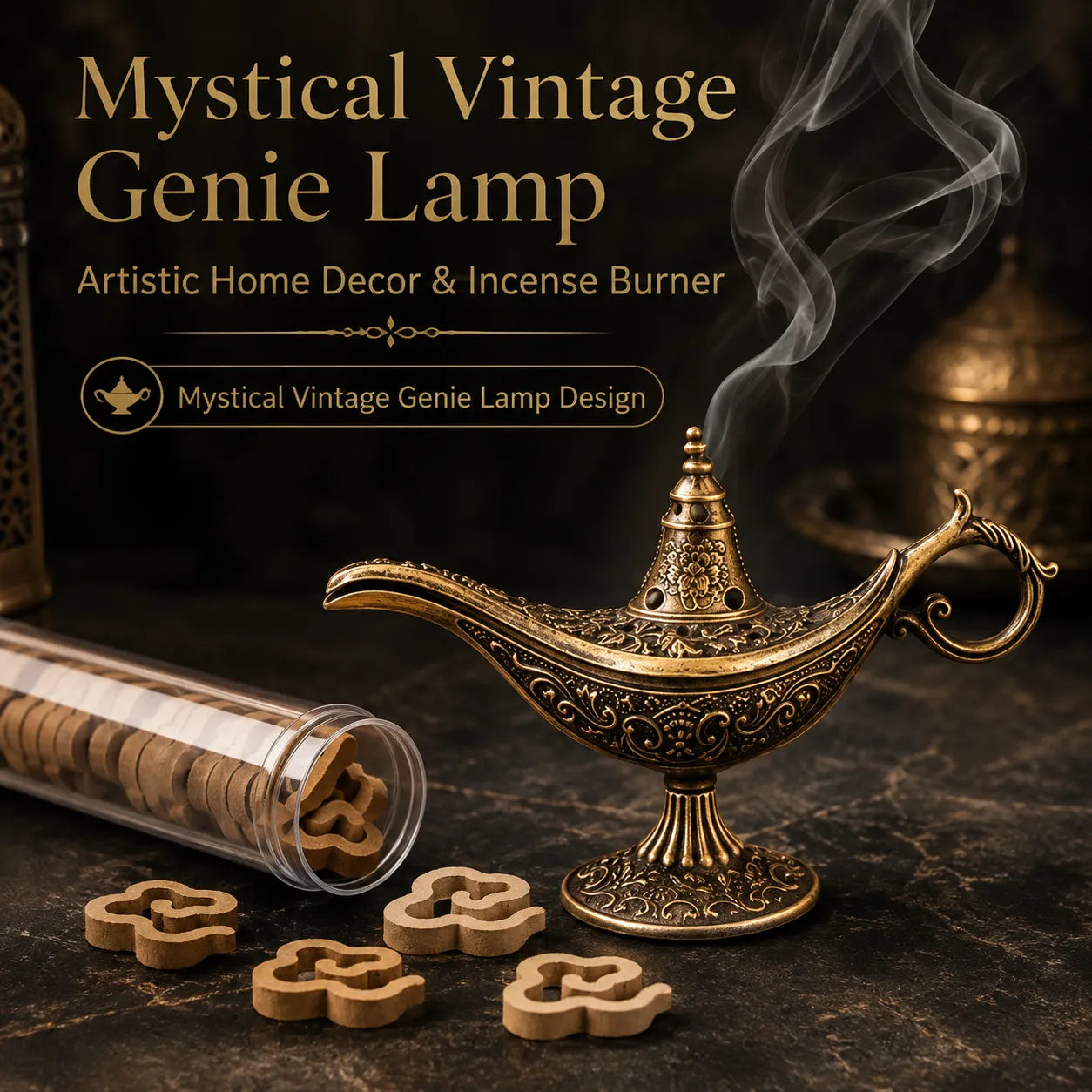 🔥GenieGlow – Vintage Aladdin Genie Lamp Incense Holder