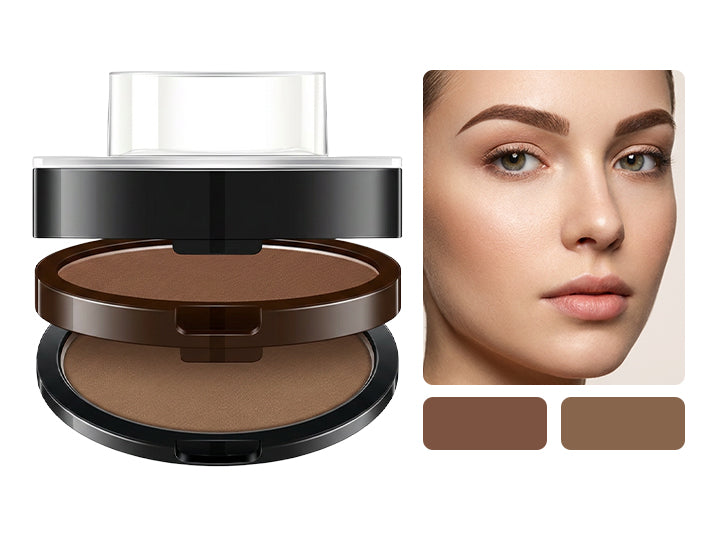 BrowPress – Instant Adjustable Eyebrow Stamp with Two-Color Brow Powder, Waterproof & Smudge-Proof