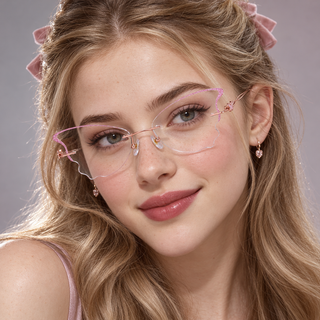 GlitterWing – Pink Butterfly Rimless Eyeglasses