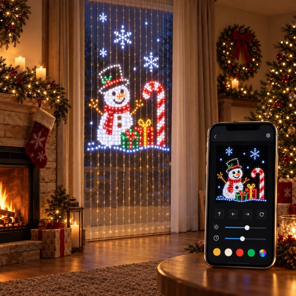 🎄 GlowCanvas – Smart DIY Programmable Curtain String Lights