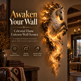 FlameMane – 🔥🦄 Celestial Flame Unicorn Wall Sconce, a Magical Guardian for Your Wall