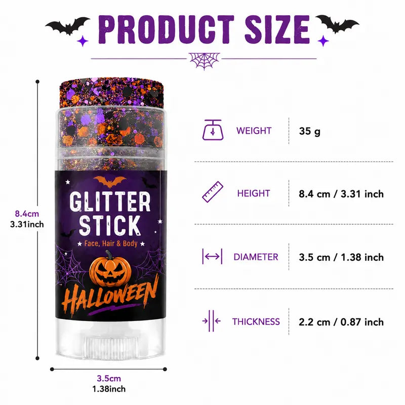 GlitzSwipe – 🎃 Halloween Glitter Stick for Face, Hair & Body