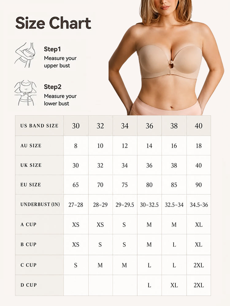 SecureLift – Women's Strapless Front-Closure Push-Up Bra
