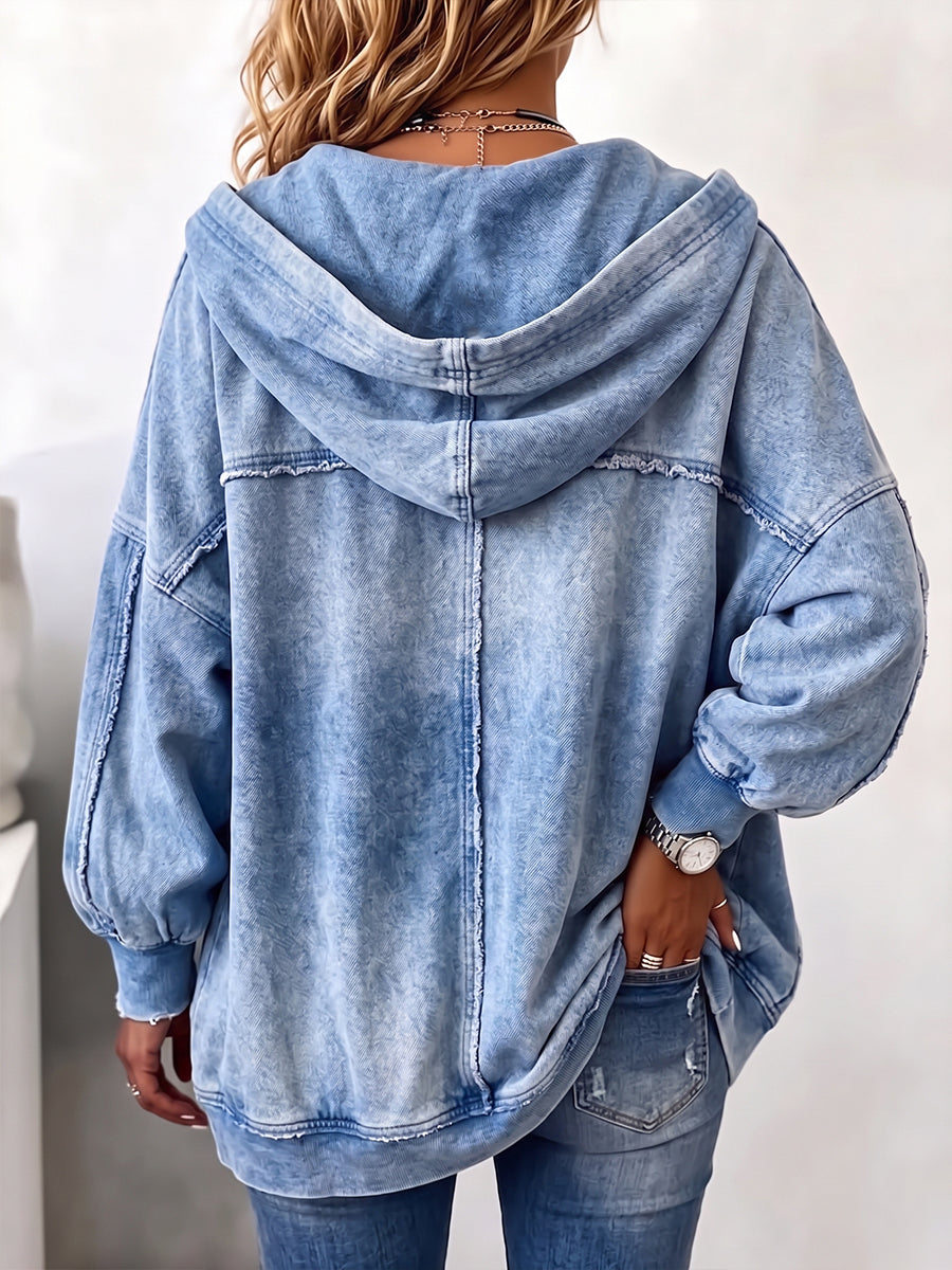FadeHaven – 🎁🎉 Cozy Vintage-Washed Hooded Sweatshirt Jacket