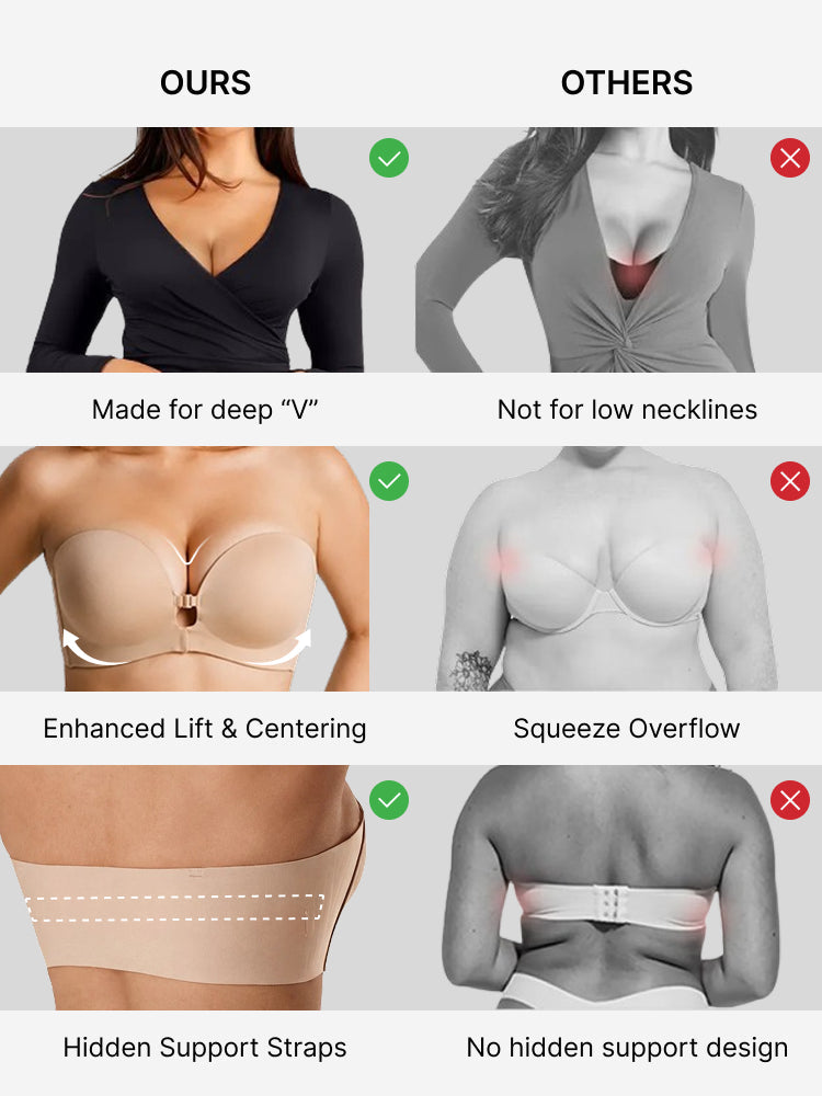 SecureLift – Women's Strapless Front-Closure Push-Up Bra