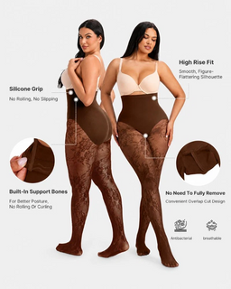 LaceSculpt – High-Waisted Floral Lace Shaping Tights
