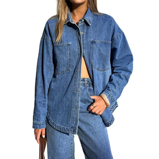 DenimDrift – Women's Oversized Denim Shirt Jacket for Casual Streetwear