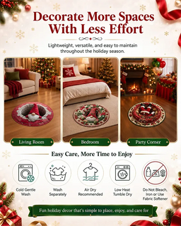 🎄 Christmas Gnome Optical Illusion Round Rug | Fun Festive Home Decor Must‑Have⭐🏠🎁