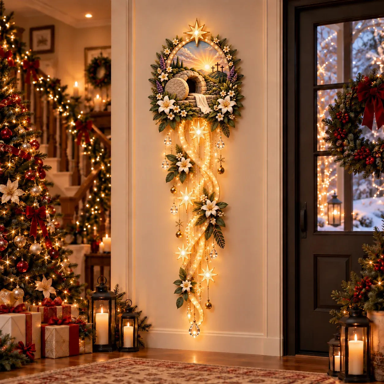 BethlehemGlow – ⏳ ✝️ Nativity Starfall Wall Light with Warm Golden Glow for Christmas Walls & Faith-Filled Homes ⭐