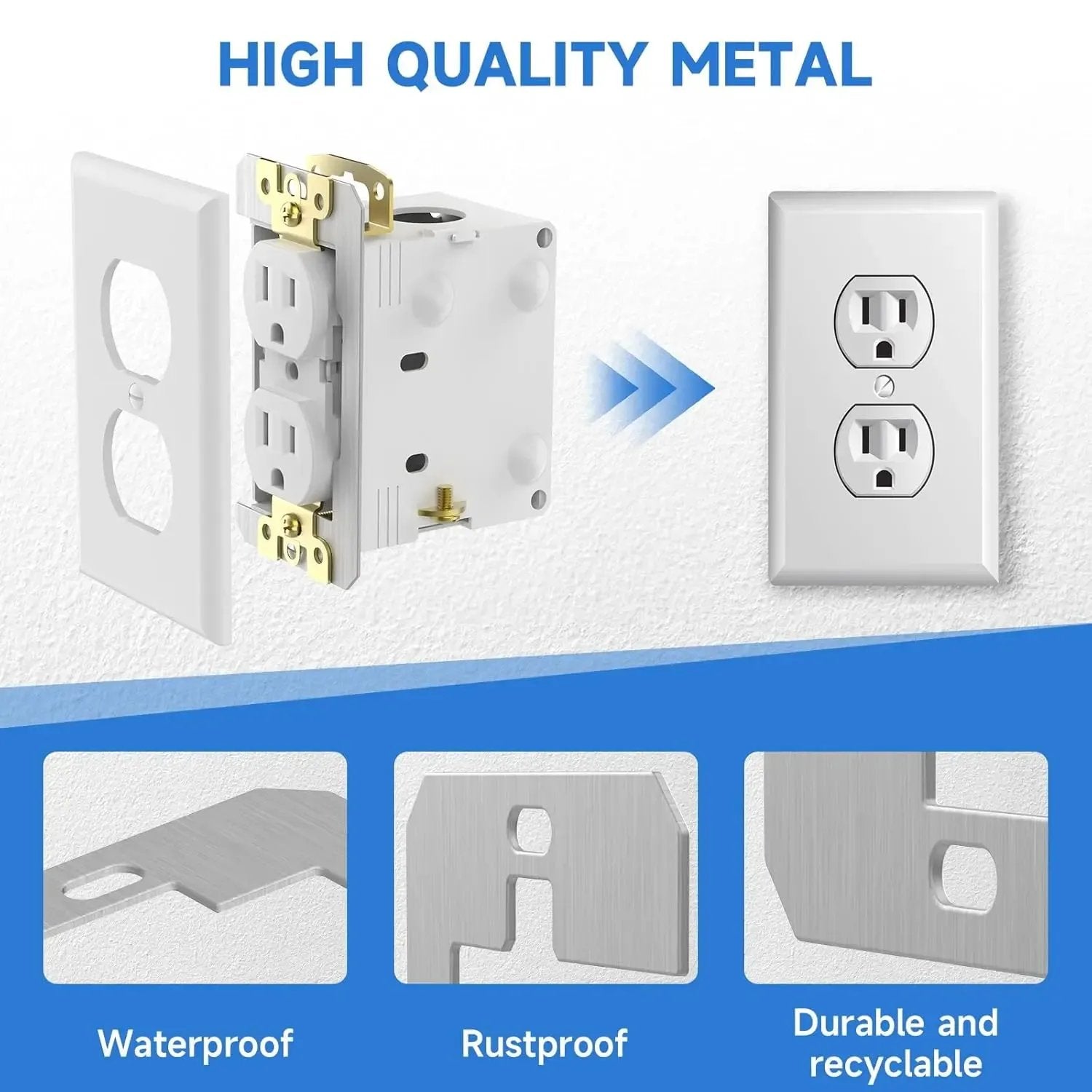 FlushFit – Galvanized Metal Electrical Outlet Spacers, 1 Set of 10