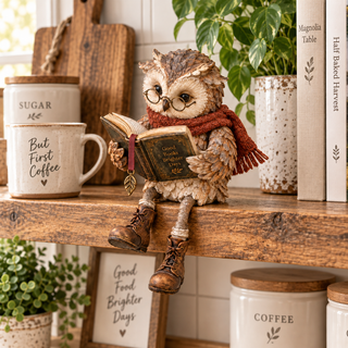 🦉 BookOwl – Reading Owl Figurine with Glasses, Book & Boots